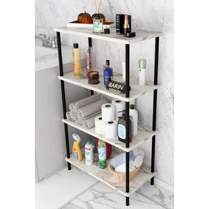 Barin DesignÇevir Kur Kolay Kurulum 4 Katlı Banyo Rafı | Metal Gövdeli Çok Amaçlı Organizer Stand Banyo Dolabı