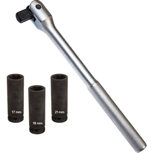 4 Parça 380 mm Lastik Bijon Anahtarı 17MM 19MM 21MM Lokmalı (Mafsallı Lokma Kollu)