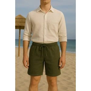 Erkek Cepli Keten Şort – Rahat Kalıp, Hafif Ve Nefes Alabilir Kumaş