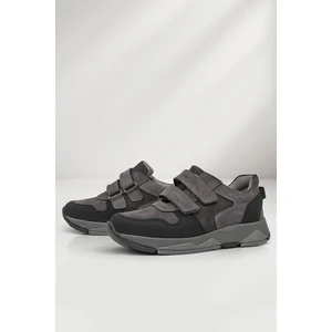 Hakiki Deri Gri Çocuk Sneakers Spor Ayakkabı