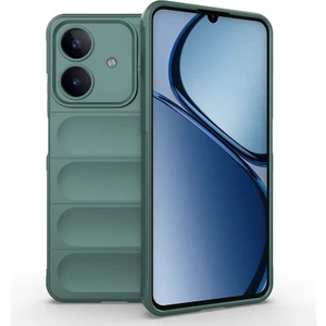 Realme Note 60 Kılıf Esnek Tpu Oyuklu Arka Yüzey Tasarımlı Otnv Etnik Silikon Kapak - Koyu Yeşil