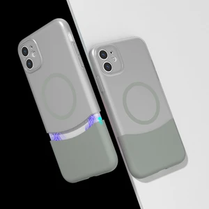 iPhone 11 Kılıf M-Safe Şarj Özellikli Mıknatıslı Otnv Duble Kapak - Gri