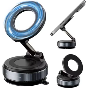 Ultra Güçlü Vakumlu Manyetik Telefon Tutucu Ayna Cam Araba Uyumlu 360° Dönebilen iPhone/Android Uyumlu