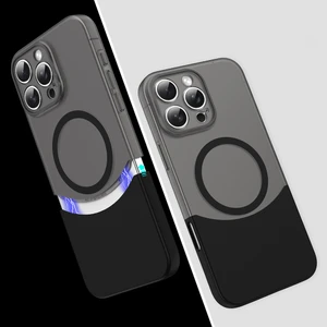 iPhone 16 Pro Kılıf M-Safe Şarj Özellikli Mıknatıslı Nvg Duble Kapak - Siyah