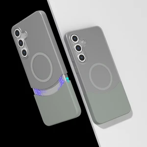 Galaxy S24 Fe Kılıf M-Safe Şarj Özellikli Mıknatıslı Nvg Duble Kapak - Gri