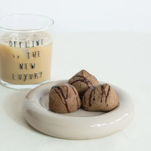 Seramik Küçük Boy Parlak Bej Donut Tatlı Tabağı