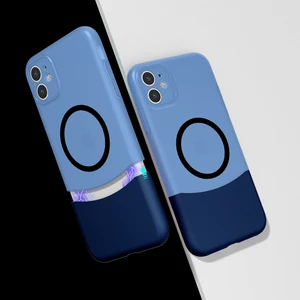 iPhone 11 Kılıf M-Safe Şarj Özellikli Rns Zore Duble Kapak - Lacivert