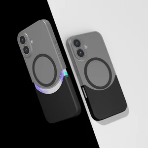 iPhone 16 Plus Kılıf M-Safe Şarj Özellikli Rns Zore Duble Kapak - Siyah