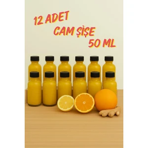 12 Adet Şeffaf Cam Shot Şişesi Sızdırmaz Siyah Plastik Kapaklı Kolonya Koku Süs Çok Amaçlı Şişe 30ML