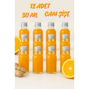 12 Adet Şeffaf Cam Shot Şişesi Sızdırmaz Gümüş Metal Kapaklı Kolonya Koku Süs Çok Amaçlı Şişe 30ML