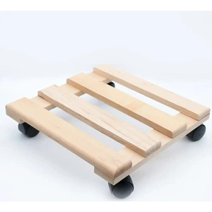 Tekerlekli Çiçeklik Saksılık - Kayın Ağacı Tüp Damacana Altlığı Çok Amaçlı Ahşap Tahta 29 x 29 cm