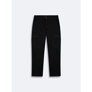 Erkek Gabardin Regular Kargo Siyah Pantolon