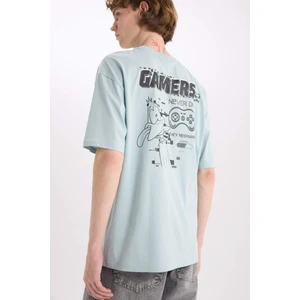 %100 Pamuk Looney Tunes Boxy Fit Bisiklet Yaka Sırt Baskılı Kısa Kollu Tişört D6774AX25SP