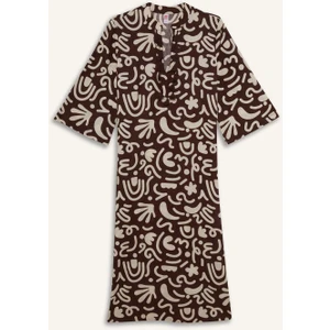 Regular Fit Desenli Pamuklu Midi Plaj Elbisesi E5099AX25SP