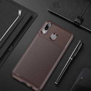 Huawei Y7 Prime 2019 Kılıf Kahverengi Karbon Silikon Orijinal Esnek Ince Geliştirilmiş Dayanıklı Darbe Karşıtı Koruyucu Yeni Nesil Tasarım (Huawei Y7 Prime 2019, Kahverengi)