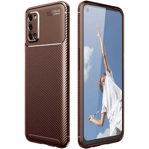 Oppo A92 Kılıf Kahverengi Karbon Silikon Orijinal Esnek Ince Geliştirilmiş Dayanıklı Darbe Karşıtı Koruyucu Yeni Nesil Tasarım (Oppo A92, Kahverengi)