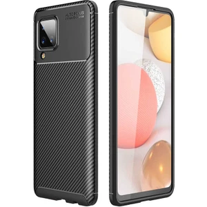 Samsung Galaxy A12 Kılıf Siyah Karbon Silikon Orijinal Esnek Ince Geliştirilmiş Dayanıklı Darbe Karşıtı Koruyucu Yeni Nesil Tasarım (Samsung Galaxy A12, Siyah)