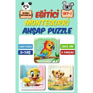 Ahşap 4 Parçalı 3 Set Çocuk Puzzle Set1
