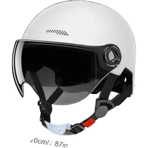 Motosiklet Kaskı Klasik Retro Scooter Vintage Yarım - Beyaz (Yurt Dışından)