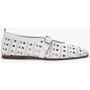 Louis Cardy Taku Beyaz Hakiki Deri Kadın Babet