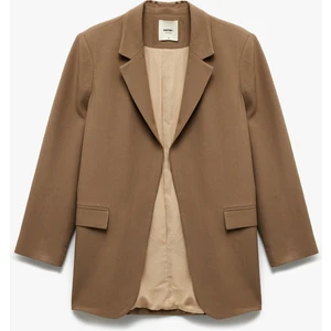 Cepli Astarlı Kruvaze Keten Karışımlı Oversize Blazer Ceket