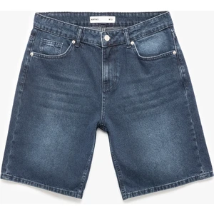 Normal Bel Pamuklu Bermuda Oversize Jean Şort
