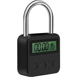 Brevity Finds Metal Zamanlayıcı Kilidi LCD Ekran Çok Fonksiyonlu Zaman 99 Saat Maksimum Zamanlama USB Şarj Edilebilir Zamanlayıcı Asma Kilit, Siyah (Yurt Dışından)