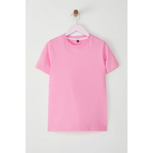 Çocuk Bisiklet Yaka Basic Düz T-Shirt %100 Pamuk