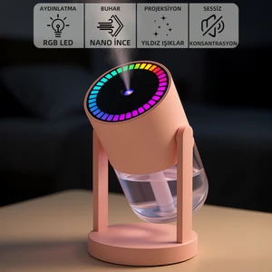 Mio AH8 RGB 280ml Yıldız Işıklı Projektör Hava Nemlendirici Pembe