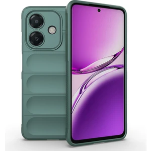 Oppo A3 Kılıf Esnek Tpu Oyuklu Arka Yüzey Tasarımlı Tkgn Etnik Silikon Kapak - Koyu Yeşil