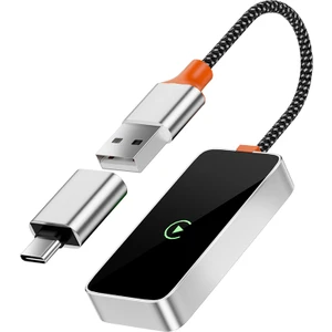WI-CP002 Carplay Dijital LED Göstergeli Kablosuz Ses Alıcı USB Girişli Bluetooth Adaptör Gümüş