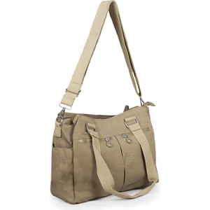 Büyük Boy Krinkıl/klinkır Suya Dayanıklı Çok Fonksiyonlu El Omuz Kol Çapraz Postacı Çanta K.bej 3026