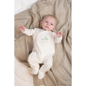 2'li Kendinden Eldivenli Patikli Organik Pamuk Twig Ekru Tulum Seti