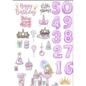Prenses Doğum Günü Sticker Set
