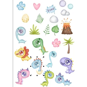 Sevimli Tek Gözlü Dinozorlar Sticker Set