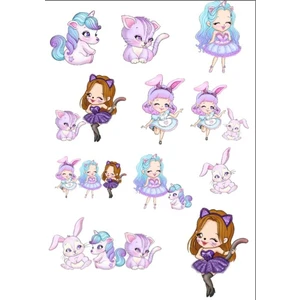 Unicornlar ve Tavşanlar Sticker Set