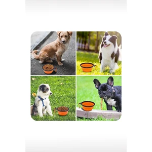Taşıma Aparatlı Katlanabilir Seyahat Silikon Kedi Köpek Mama ve Su Kabı 350 ml