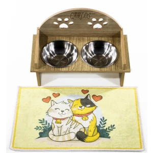 Pati Mama Kabı 2 Kaseli Kedi Köpek Suluk Mamalık ve Paspas Seti Oval