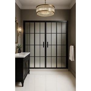 Durul Duşakabin Ön Cephe 5mm Siyah Çizgi Komple Buzlu Yükseklik 190cm