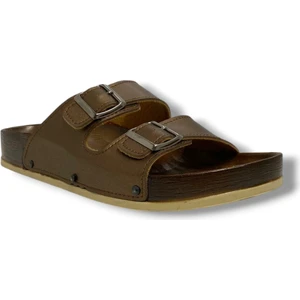 23051-25 Deri Anatomik Çift Bant Terlik 36-40