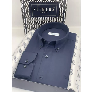 Erkek Slim Fit Uzun Kol Pamuklu Hediye Kutulu Gömlek - Lacivert