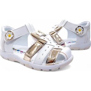 Ortopedik Kız Çocuk Sandaleti Gök Kuşağı Serisi GKU2404p Beyaz Altın 29
