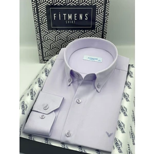 Slim Fit Uzun Kol Pamuklu Hediye Kutulu Kolay Ütülenebilir Erkek Gömlek FS-002225 - Lila
