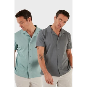 Pamuklu Regular Fit Kısa Kollu 2'li Paket Gömlek Erkek GÖMLEK 5902640S2