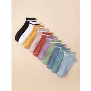 10'lu Çemberli Renkli Patik Ekonomik Paket Unisex Kısa Spor Sneakers Çorap