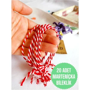 NF ND ENEFENDİ 20 Adet Marteniçka Şans Bilekliği , Ip Bileklik ,uğur, Sevgili , Arkadaş , Eş  Beyaz Kırmızı