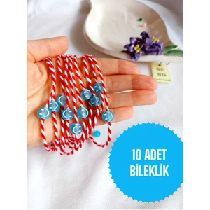 NF ND ENEFENDİ 10 Adet Mavi Boncuklu Marteniçka Bileklik Şans Arkadaş Sevgili Eş Çocuk Hediye Bahar Bilekliği