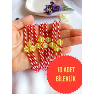 NF ND ENEFENDİ 10 Adet Sarı Boncuklu Marteniçka Bileklik Şans Arkadaş Sevgili Eş Çocuk Hediye Bahar Bilekliği