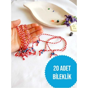 NF ND ENEFENDİ 20 Adet Nazar Boncuklu Marteniçka Bileklik Şans Arkadaş Sevgili Eş Çocuk Hediye Bahar Bilekliği