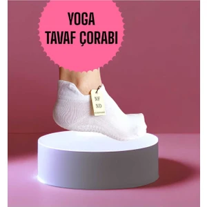 NF ND ENEFENDİ Yoga Çorap Pilates Tavaf Dikişsiz Kaymaz Silikon Taban Pamuklu Kadın Patik Çorabı Bilekte Beyaz